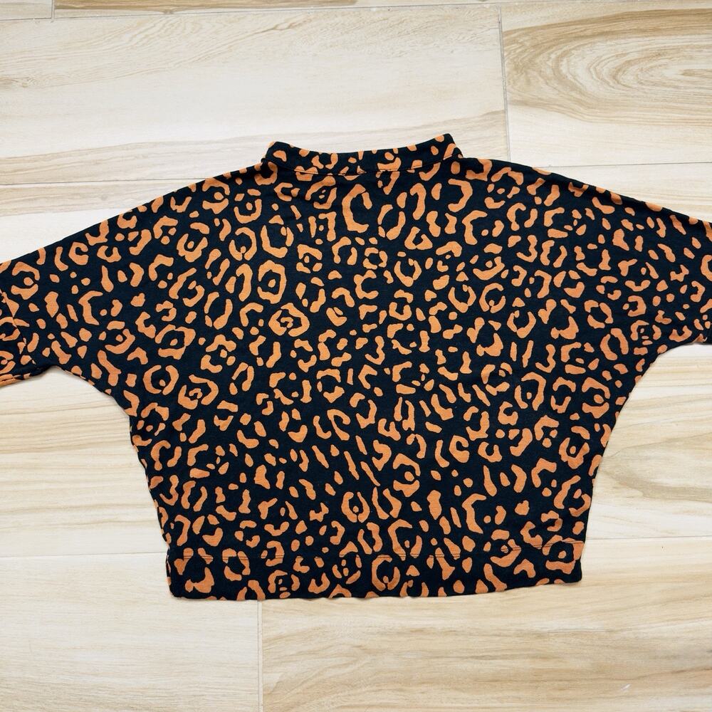 Ann Taylor Brown Black Leopard Print Stretch Dolman Sleeve Top Size Small